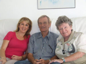 A photo of Jacqx with Shirley and John Broadway.