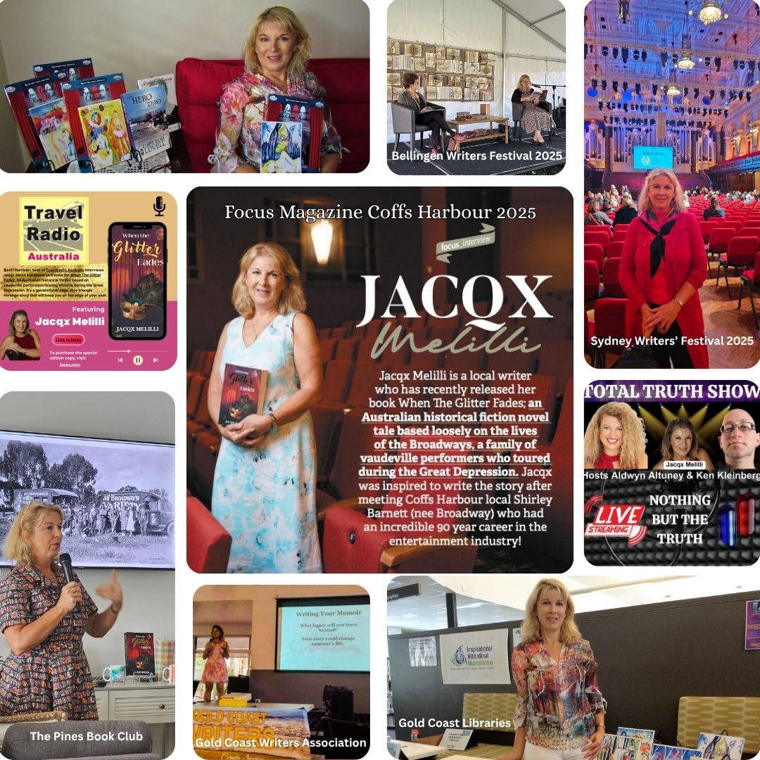 A collage of Jacqx's presentations, interviews, and events.