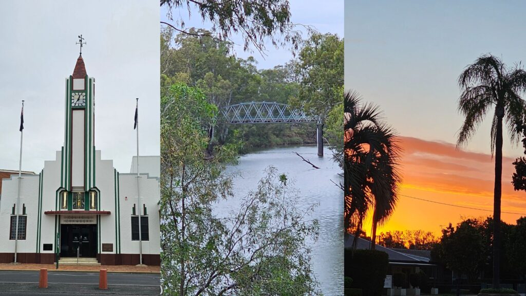 Goondiwindi Council Chambers, bridge, sunset